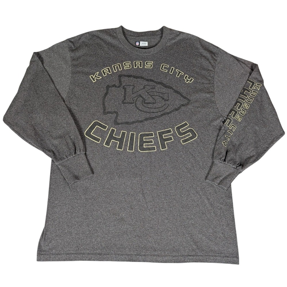NFL Team Apparel Kansas City Chiefs Mens Long Sleeve Graphic T-Shirt Charcoal XL - Picture 2 of 10